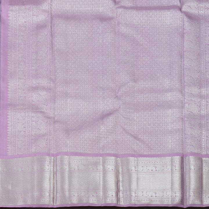 Hayagrivas Handloom Midnight Blue Kanjivaram Silk Saree with Lavendar Border KBD1802B1-1