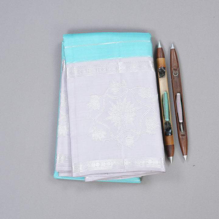 Hayagrivas Handloom Kanjivaram Silk Saree in Serene Light Sky Blue KBD1802B4-1