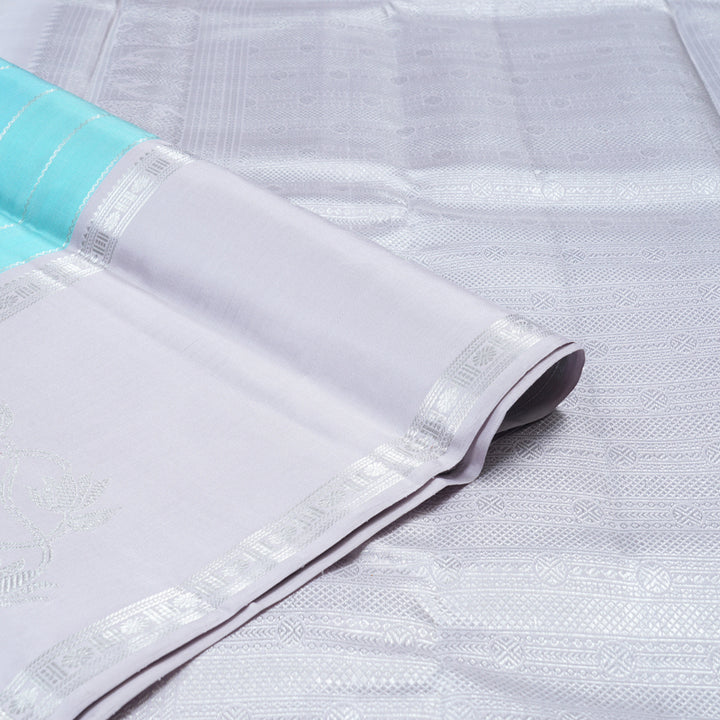 Hayagrivas Handloom Kanjivaram Silk Saree in Serene Light Sky Blue KBD1802B4-1