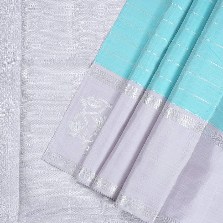 Hayagrivas Handloom Kanjivaram Silk Saree in Serene Light Sky Blue KBD1802B4-1