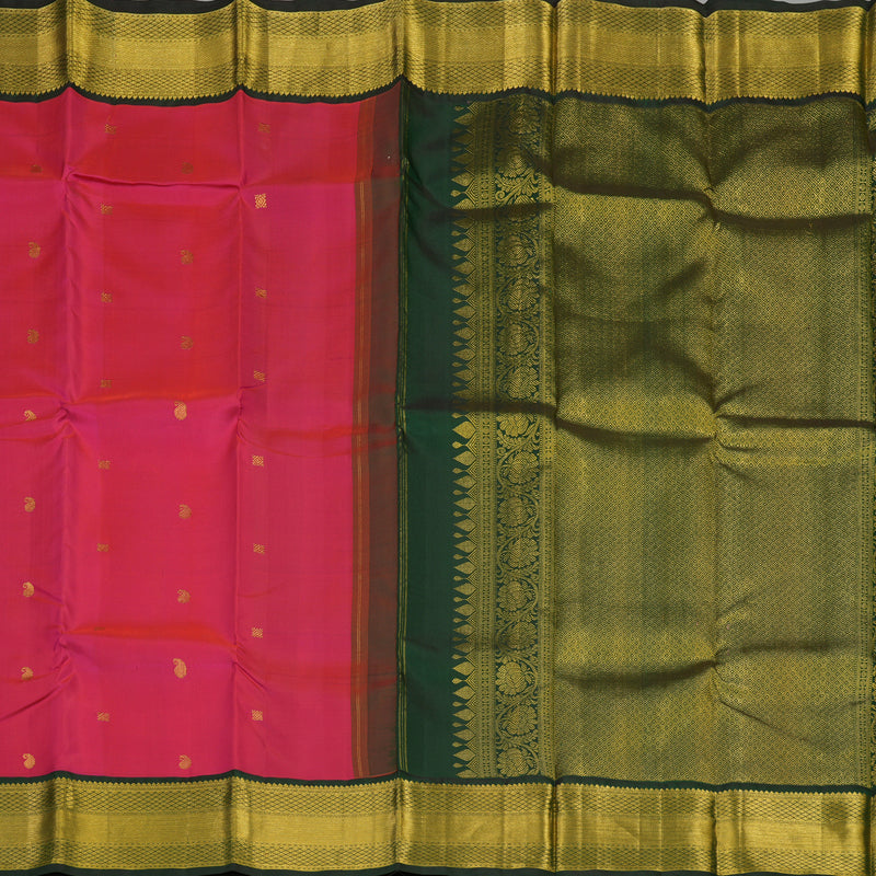 Hayagrivas Handloom Rani Pink Kanjivaram Silk Saree with Karum Pachai border KBD1803B1-1