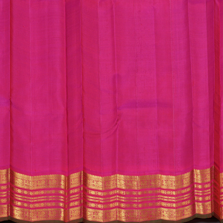 Hayagrivas Blue Handloom Kanjivaram Silk Saree with Orangish Pink Border KBD1803B2-1