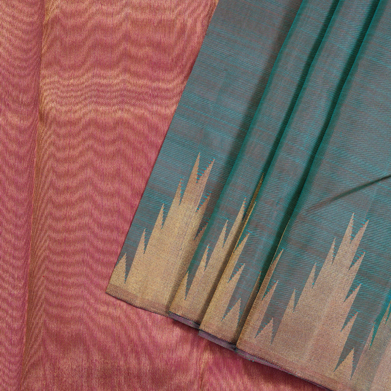 Hayagrivas Dual Tone (Sky Blue With Pink) Handloom Kanjivaram Silk Saree with Temple Border with KBD1804B8-1