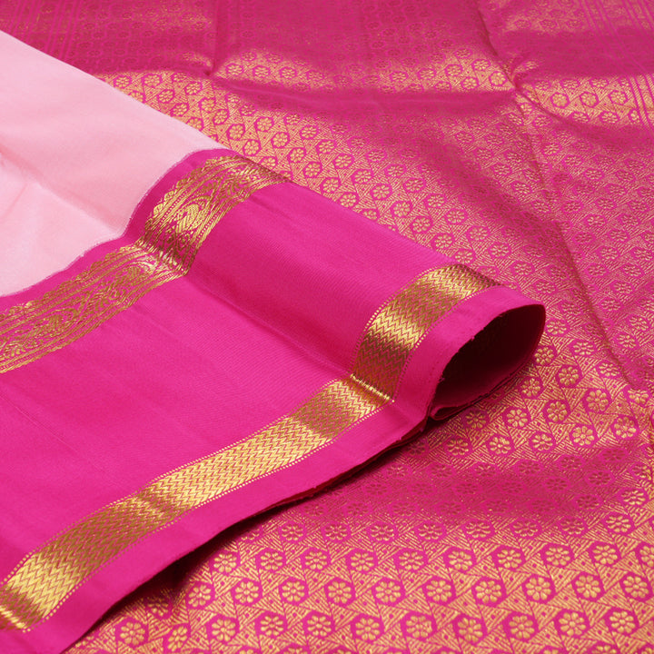Hayagrivas Rose Pink Handloom Kanjivaram Silk Saree with Pink Border KBD1805B6-1