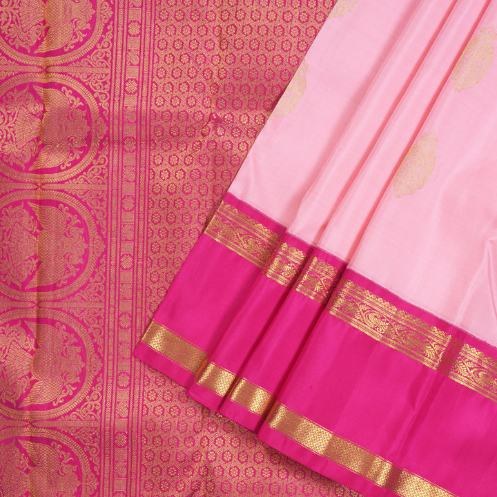 Hayagrivas Rose Pink Handloom Kanjivaram Silk Saree with Pink Border KBD1805B6-1