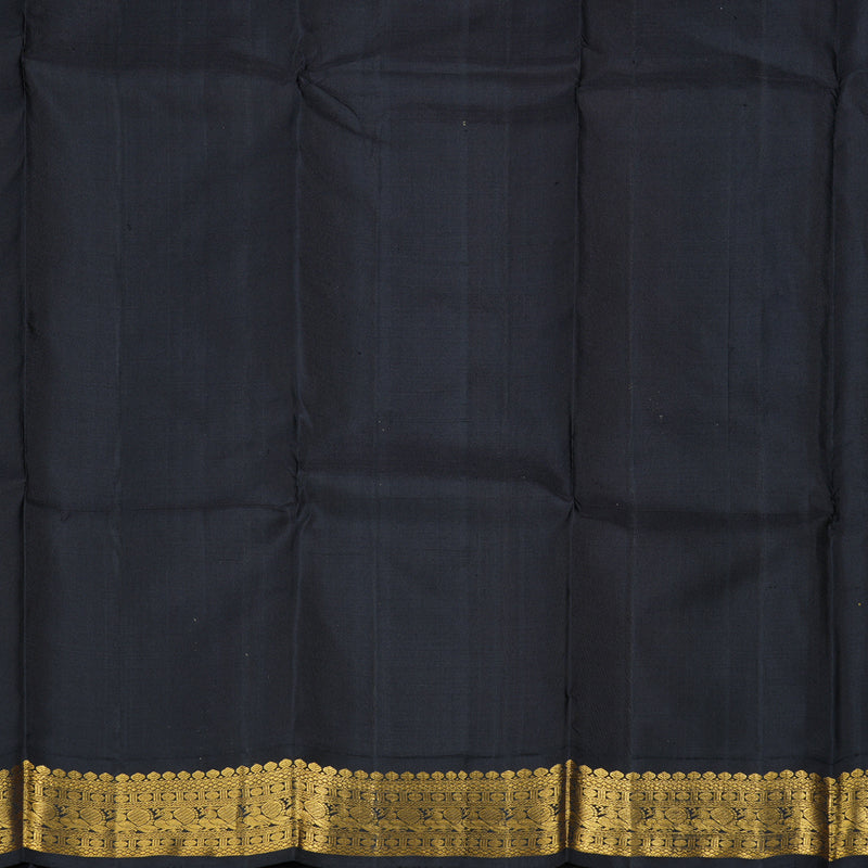 Hayagrivas Orangish Pink Handloom Kanjivaram Silk Saree with Black Border KBD1807B3-3