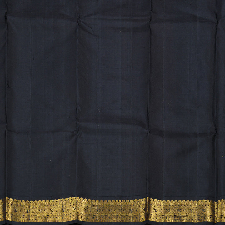 Hayagrivas Orangish Pink Handloom Kanjivaram Silk Saree with Black Border KBD1807B3-3