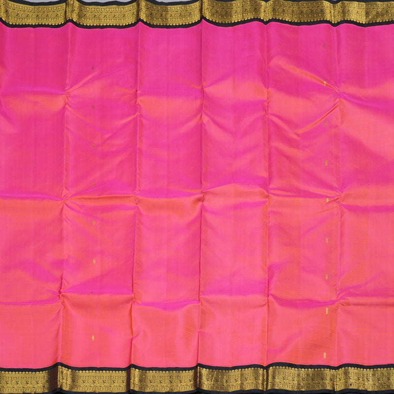 Hayagrivas Orangish Pink Handloom Kanjivaram Silk Saree with Black Border KBD1807B3-3