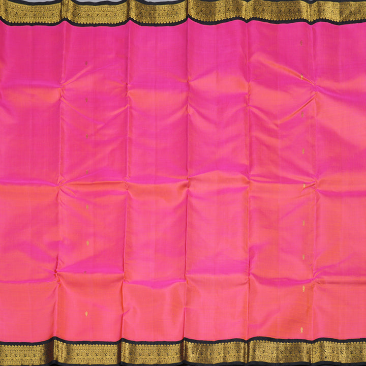 Hayagrivas Orangish Pink Handloom Kanjivaram Silk Saree with Black Border KBD1807B3-3