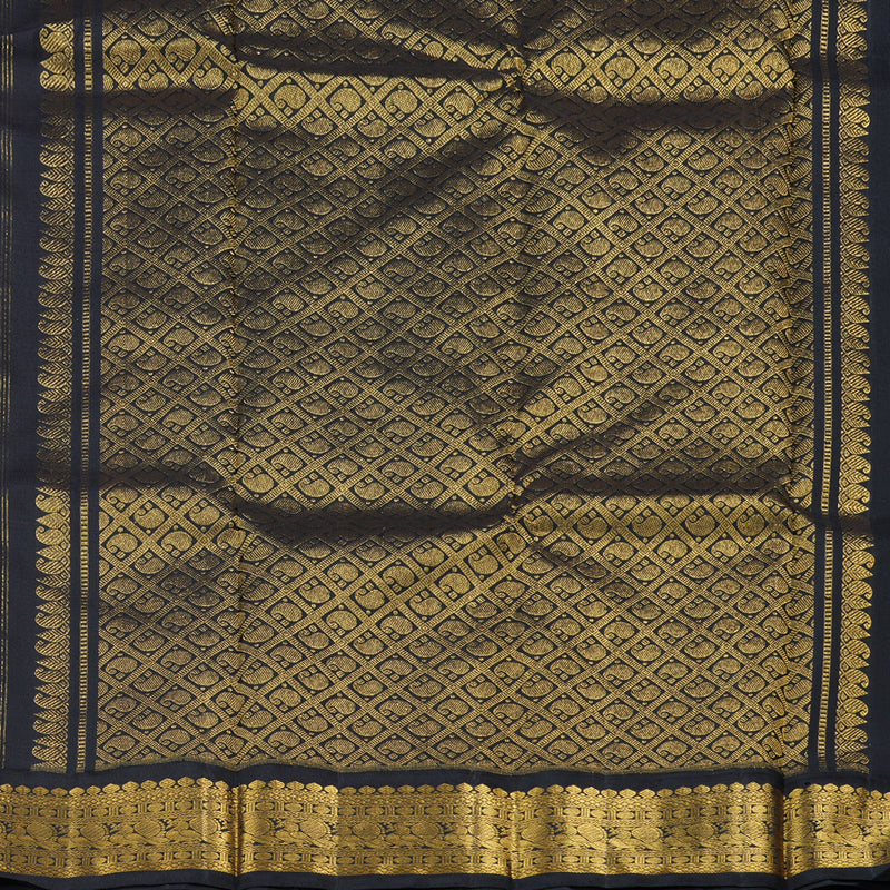 Hayagrivas Orangish Pink Handloom Kanjivaram Silk Saree with Black Border KBD1807B3-3