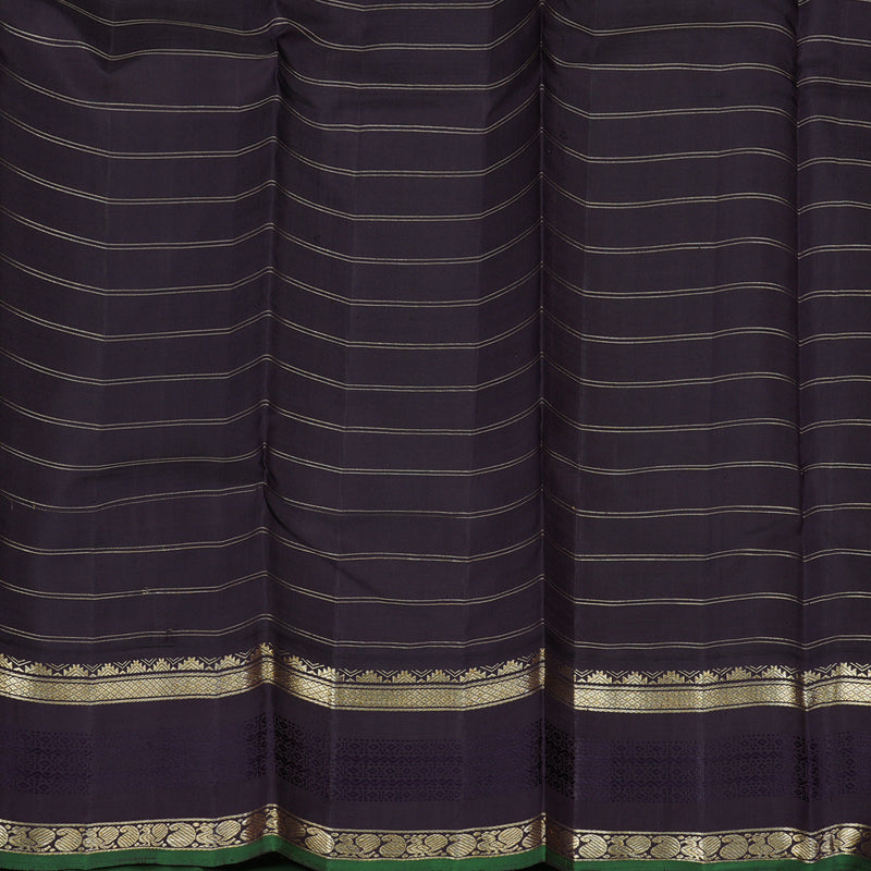 Hayagrivas Handloom Sandal Beige Kanjivaram Silk Saree with Midnight Blue Border KBD1808B10-1