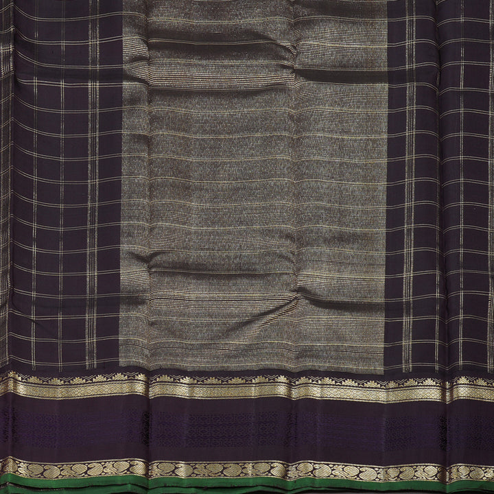 Hayagrivas Handloom Sandal Beige Kanjivaram Silk Saree with Midnight Blue Border KBD1808B10-1