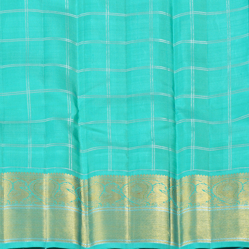 Hayagrivas Yellow Handloom Kanjivaram Silk Saree with Sea Blue Border with KBD1808B17-1