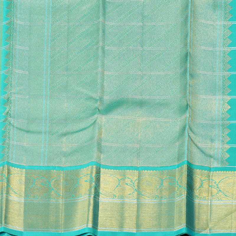 Hayagrivas Yellow Handloom Kanjivaram Silk Saree with Sea Blue Border with KBD1808B17-1