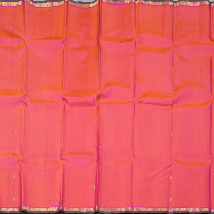 Hayagrivas Orangish Pink Handloom Kanjivaram Silk Saree with Pink Border KBD1808B20-1
