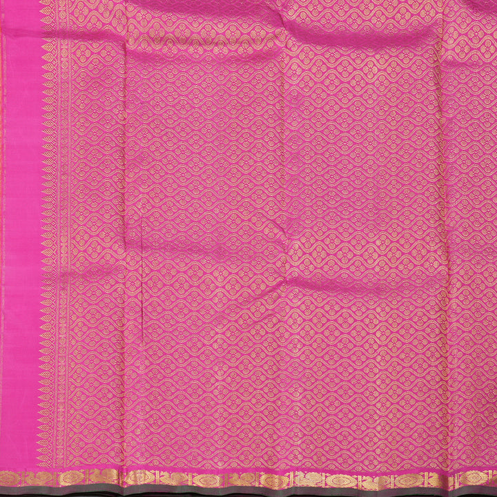 Hayagrivas Orangish Pink Handloom Kanjivaram Silk Saree with Pink Border KBD1808B20-1
