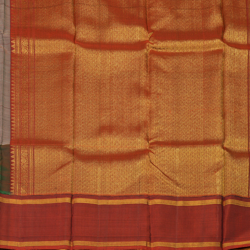 Hayagrivas Handloom Royal Grey Kanjivaram Silk Saree with Bottle Green & Maroon Border KBD1808B8-1