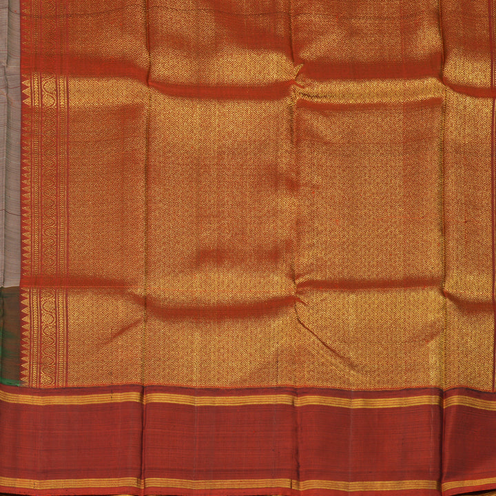 Hayagrivas Handloom Royal Grey Kanjivaram Silk Saree with Bottle Green & Maroon Border KBD1808B8-1