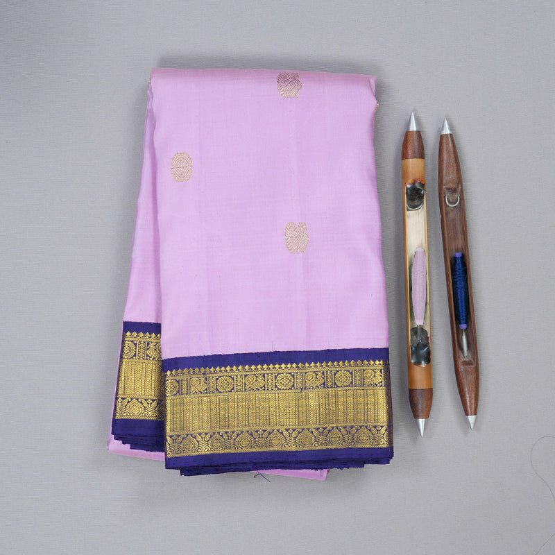 Hayagrivas Lilac Color Handloom Kanjivaram Silk Saree with Blue Border with KBD1811B4-1