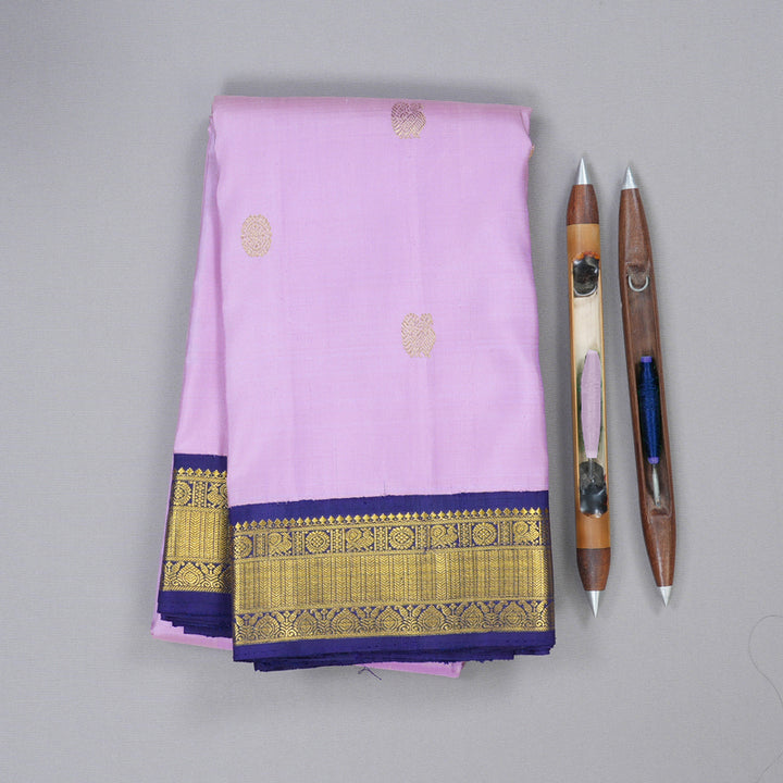 Hayagrivas Lilac Color Handloom Kanjivaram Silk Saree with Blue Border with KBD1811B4-1