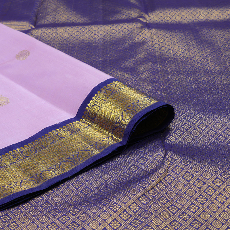 Hayagrivas Lilac Color Handloom Kanjivaram Silk Saree with Blue Border with KBD1811B4-1