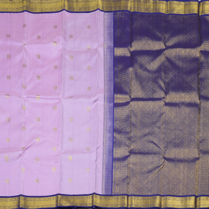 Hayagrivas Lilac Color Handloom Kanjivaram Silk Saree with Blue Border with KBD1811B4-1