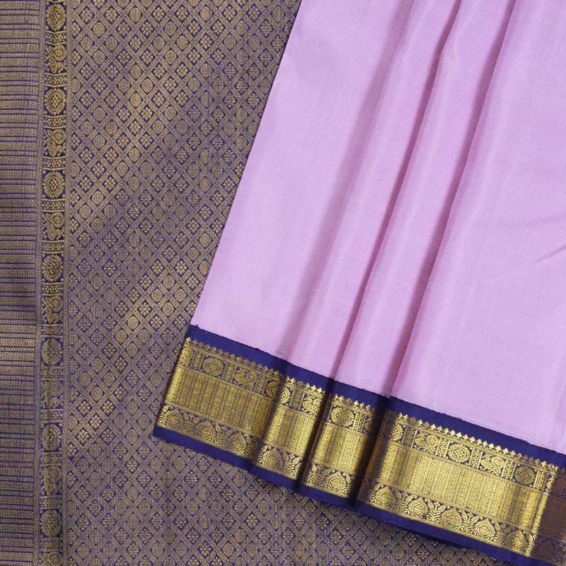 Hayagrivas Lilac Color Handloom Kanjivaram Silk Saree with Blue Border with KBD1811B4-1