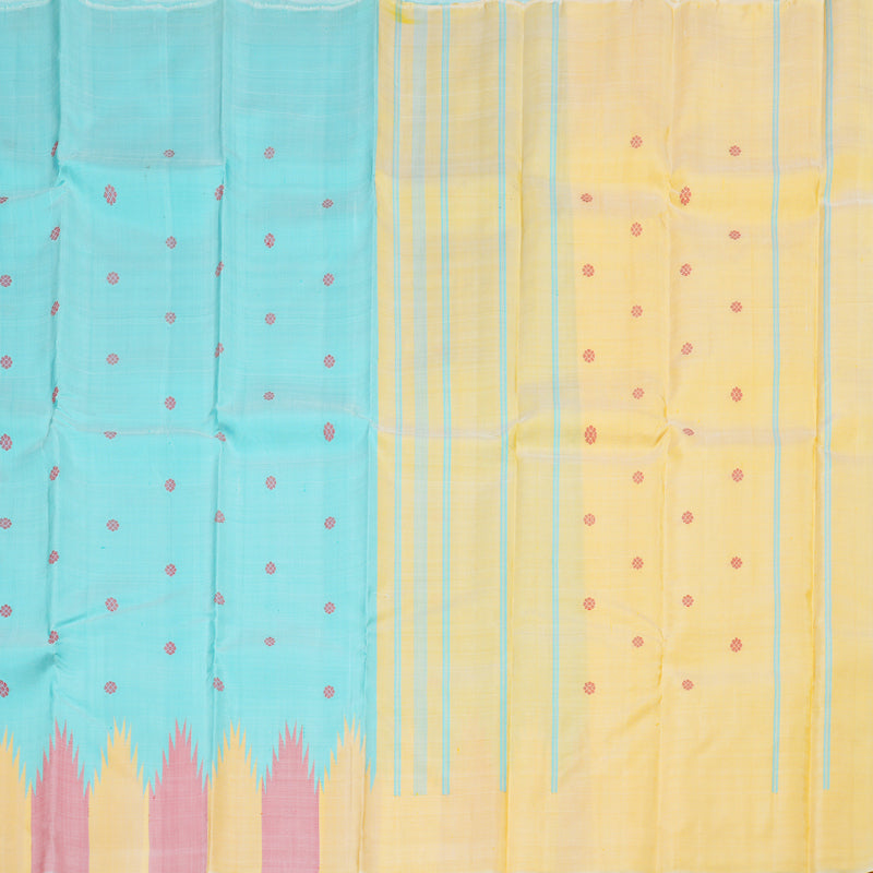 Hayagrivas Handloom Kanjivaram Silk Saree in Timesless Sea Blue Color, KBD1812B3-2