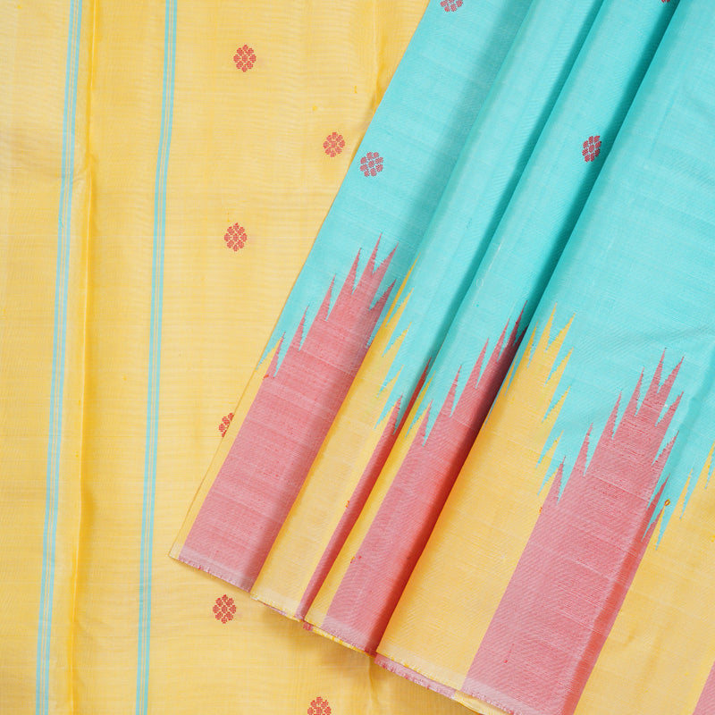 Hayagrivas Handloom Kanjivaram Silk Saree in Timesless Sea Blue Color, KBD1812B3-2