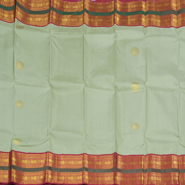 Hayagrivas Handloom Kanjivaram Silk Saree in Exquisite Light Pastel Green Color KBD1813B12-1