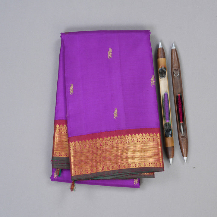 Hayagrivas Handloom Kanjivaram Silk Saree in Eye-Catching Purple KBD1813B15-1