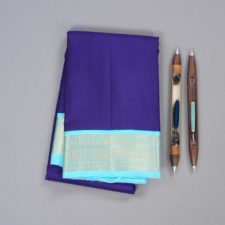 Hayagrivas Blue Handloom Kanjivaram Silk Saree with Sea Blue Border KBD1813B16-1