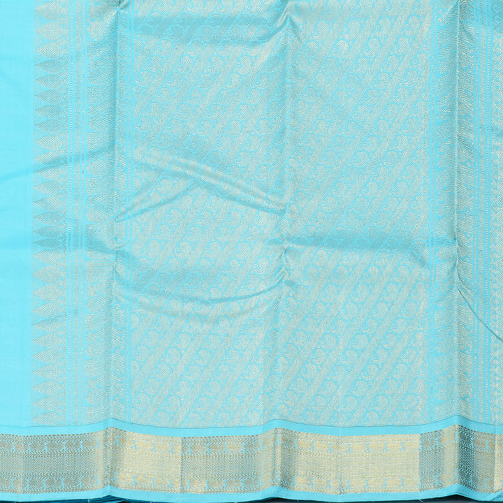 Hayagrivas Blue Handloom Kanjivaram Silk Saree with Sea Blue Border KBD1813B16-1