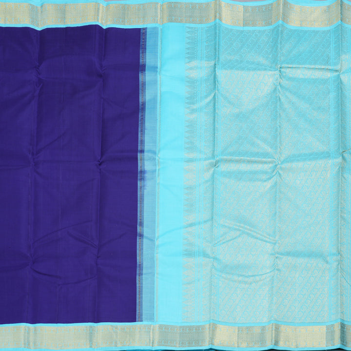 Hayagrivas Blue Handloom Kanjivaram Silk Saree with Sea Blue Border KBD1813B16-1