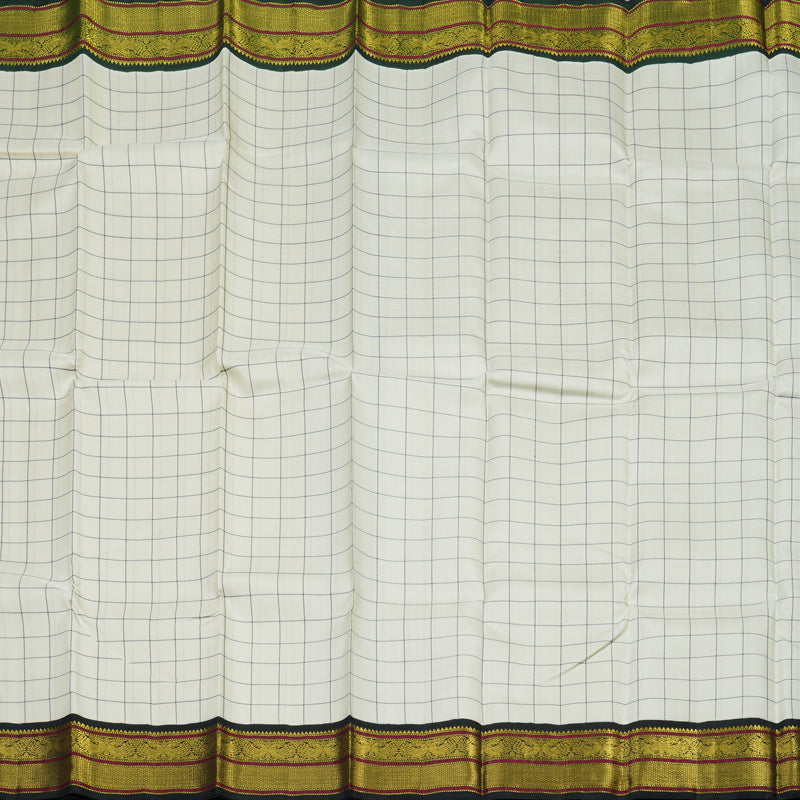 Hayagrivas Handloom Half White Kanjivaram Silk Saree with Ganga Jamuna border KBD1813B22-3