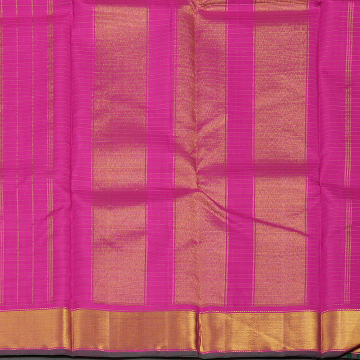 Hayagrivas Handloom Pure Kanjivaram Silk Saree in Eye-Catching Black with Pink Checks KBD1813B6-1