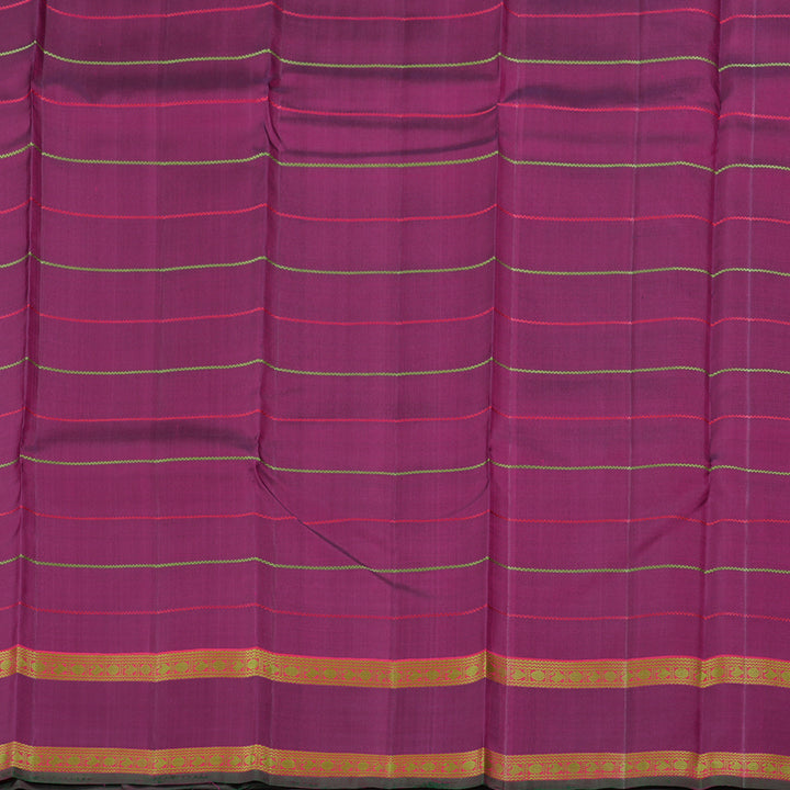 Hayagrivas Dual Tone (Yellow With Pink) Handloom Kanjivaram Silk Saree with Purple Border KBD1813B9-1
