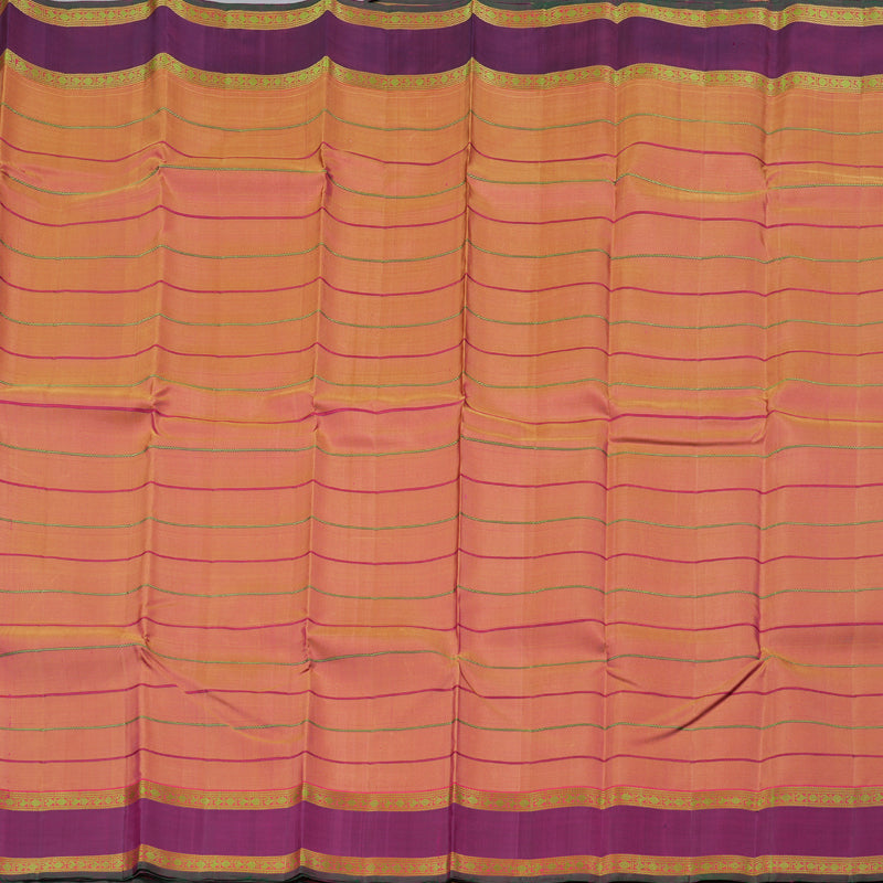 Hayagrivas Dual Tone (Yellow With Pink) Handloom Kanjivaram Silk Saree with Purple Border KBD1813B9-1