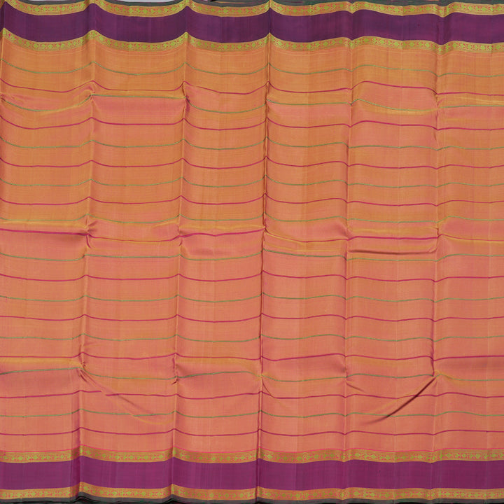 Hayagrivas Dual Tone (Yellow With Pink) Handloom Kanjivaram Silk Saree with Purple Border KBD1813B9-1