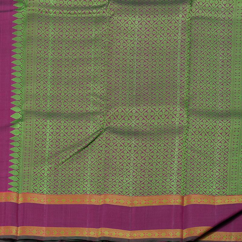 Hayagrivas Dual Tone (Yellow With Pink) Handloom Kanjivaram Silk Saree with Purple Border KBD1813B9-1