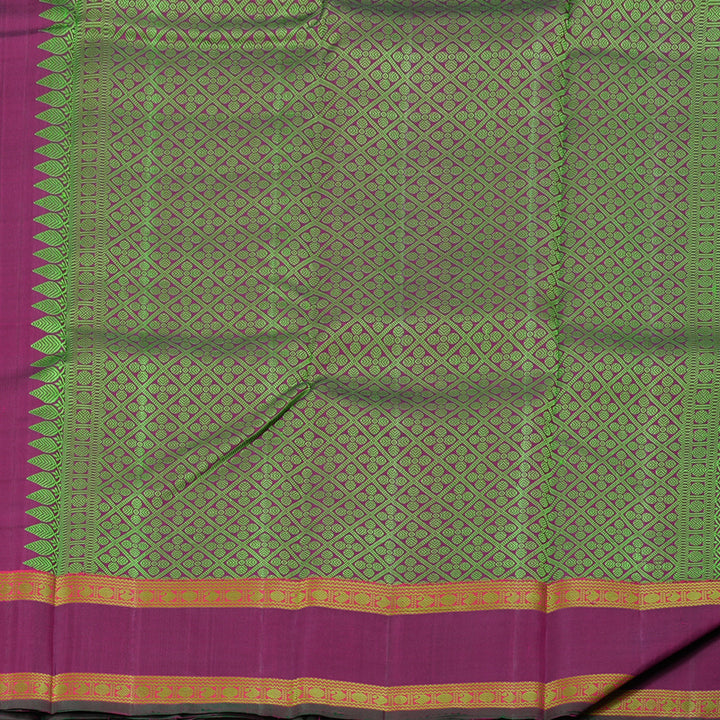 Hayagrivas Dual Tone (Yellow With Pink) Handloom Kanjivaram Silk Saree with Purple Border KBD1813B9-1