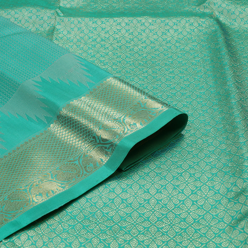 Hayagrivas Handloom Teal Kanjivaram Silk Saree KBD1815B13-2