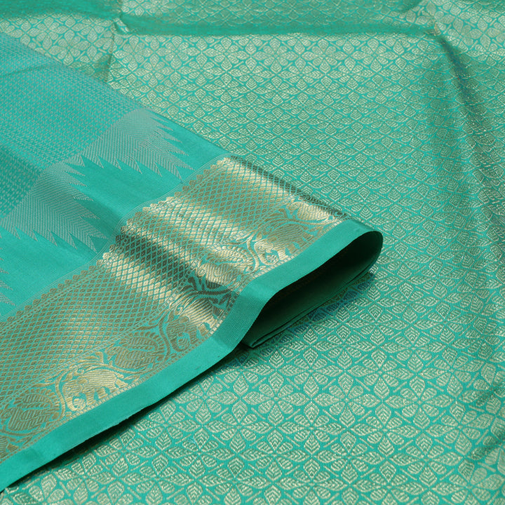 Hayagrivas Handloom Teal Kanjivaram Silk Saree KBD1815B13-2