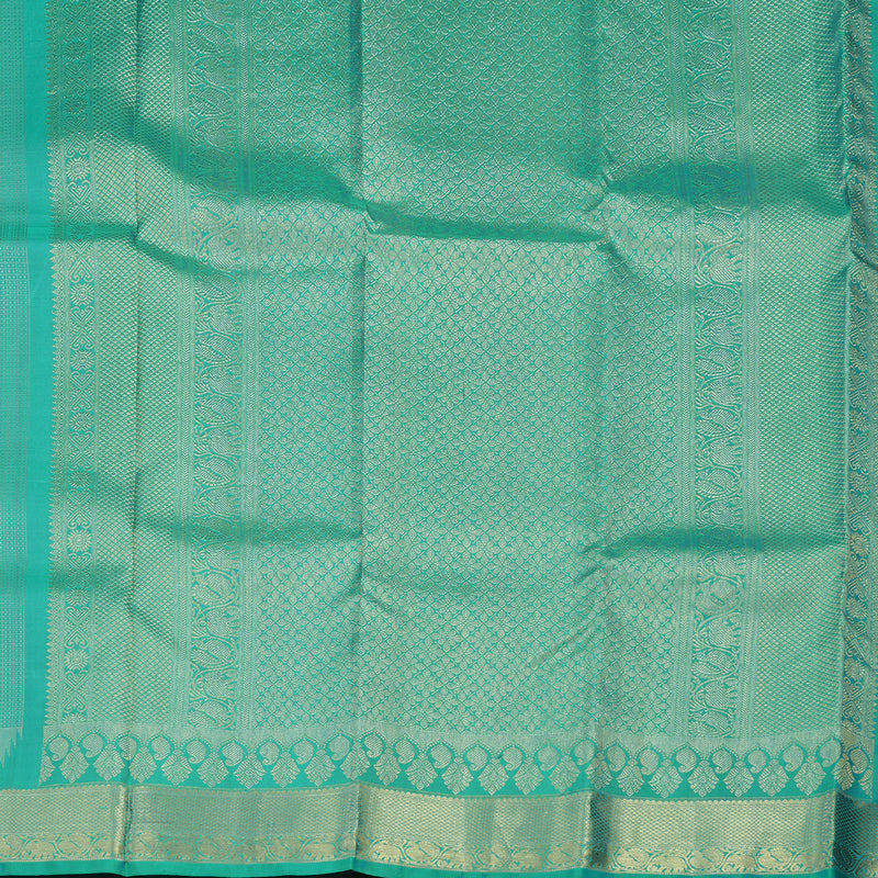 Hayagrivas Handloom Teal Kanjivaram Silk Saree KBD1815B13-2