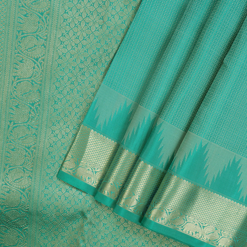 Hayagrivas Handloom Teal Kanjivaram Silk Saree KBD1815B13-2