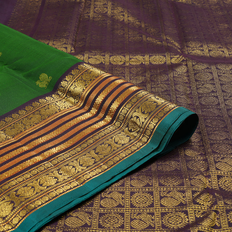 Hayagrivas Handloom Kanjivaram Silk Saree in Majestic Deep Green Color KBD1826B1-1