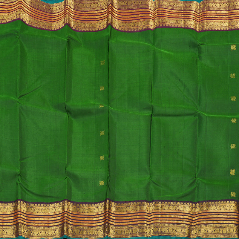 Hayagrivas Handloom Kanjivaram Silk Saree in Majestic Deep Green Color KBD1826B1-1