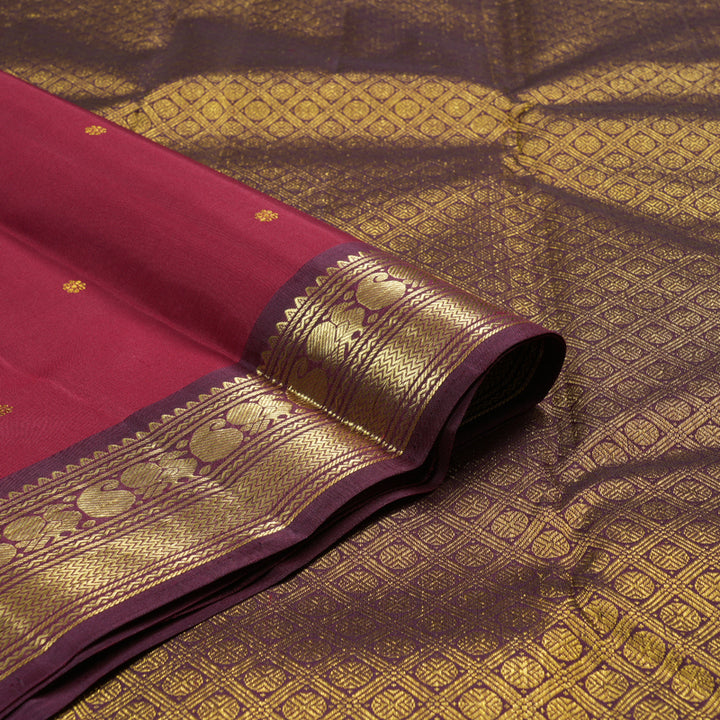Hayagrivas Maroon Handloom Kanjivaram Silk Saree with Wine Maroon Border KBD1828B12-4