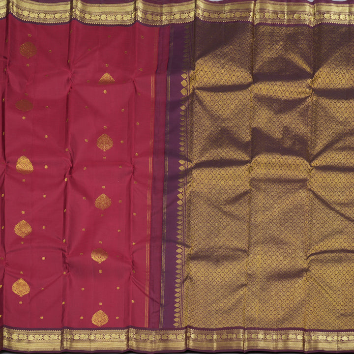 Hayagrivas Maroon Handloom Kanjivaram Silk Saree with Wine Maroon Border KBD1828B12-4