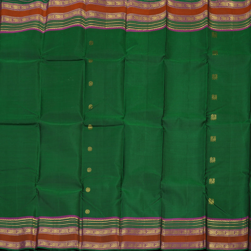 Hayagrivas Handloom Bottle Green Kanjivaram Silk Saree with Varisapet border KBD1828B14-1